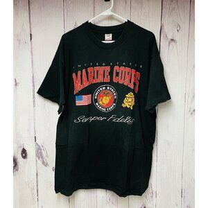 Vintage 1991 United States Marine Corps Semper Fidelis Black XL Shirt One Stitch